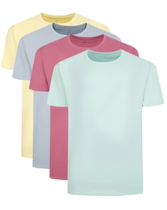 Bigdude 4 Pack Plain T-Shirts Multi